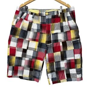 Vintage Y2K 4 FATHERS Patchwork Bermuda Shorts Colorful‎ Hip Hop Baggy